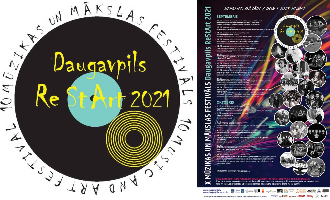 X MŪZIKAS UN MĀKSLAS FESTIVĀLA Daugavpils ReStArt 2021 afiša