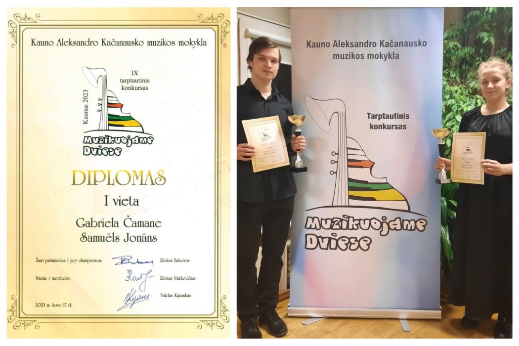 konkursa Muzicējam kopā laureātu diplomi